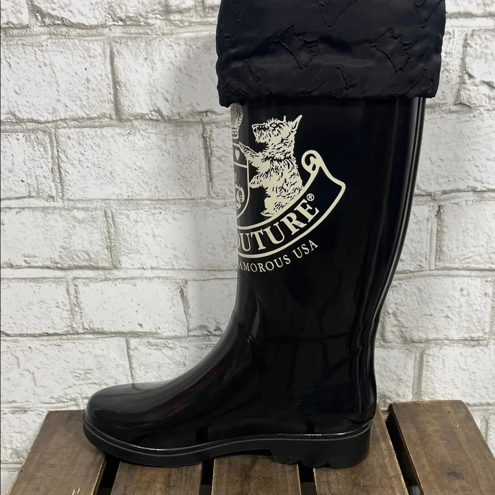 Juicy Couture Black Glossy Winter Rain Boots